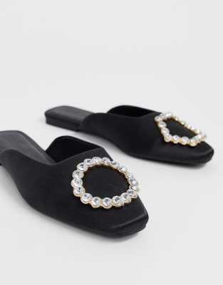 black satin flats