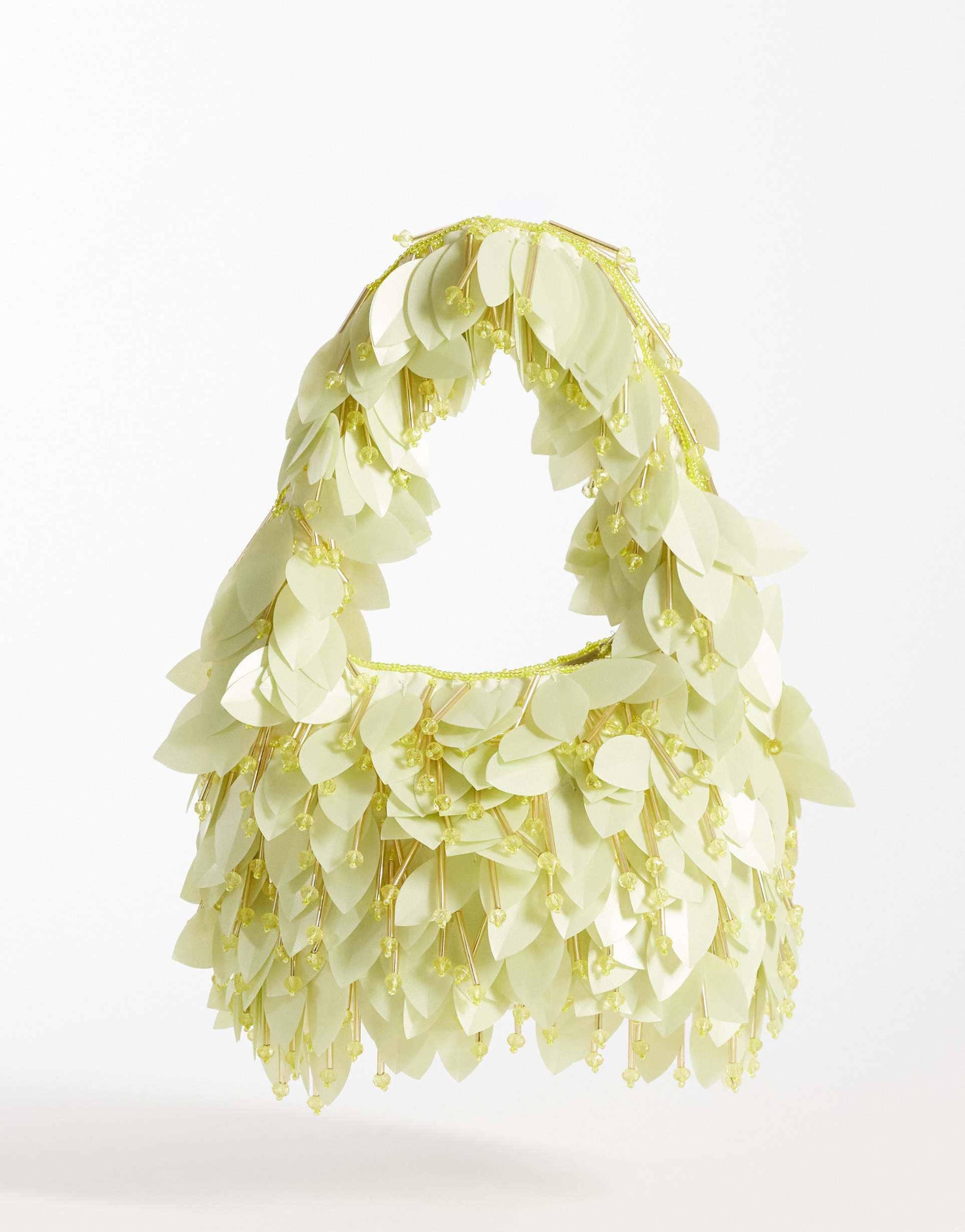 asos design leaf embellished clutch purse in yellow