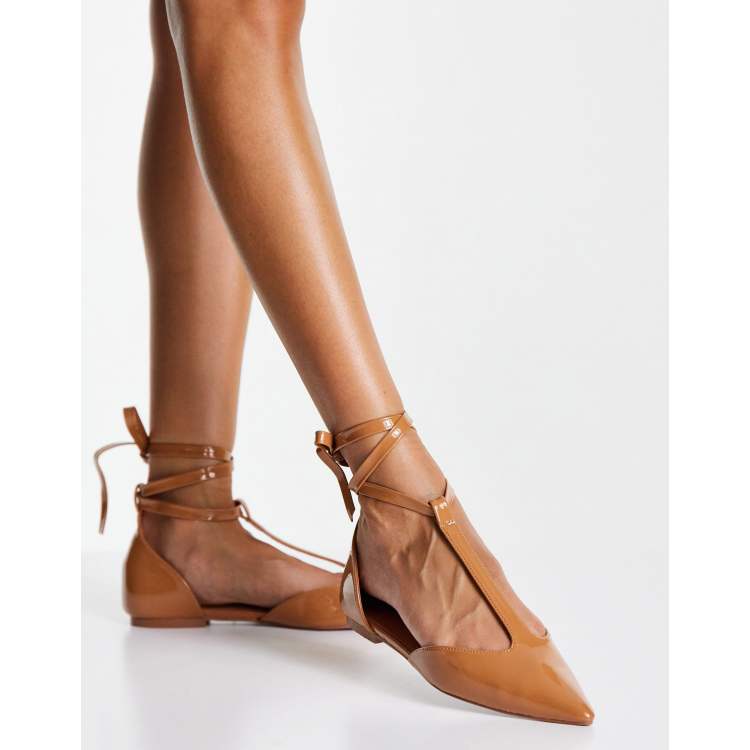 Tan lace up clearance flats