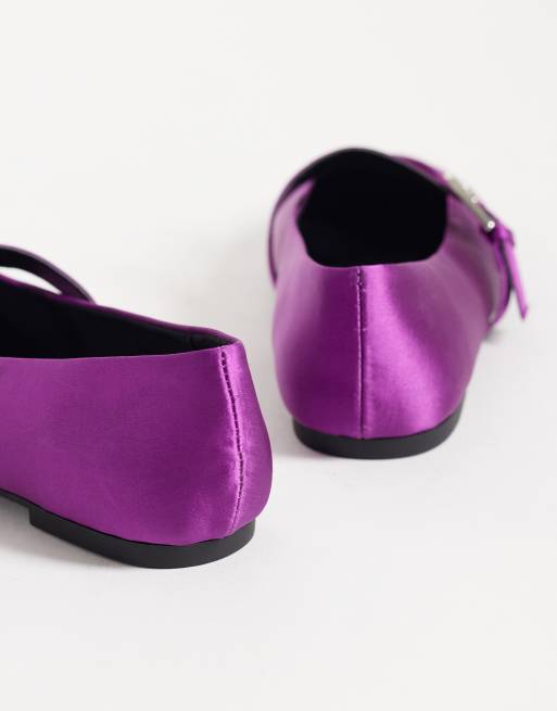 ASOS DESIGN Leah ballerines Mary Jane en satin violet, 3 de 4