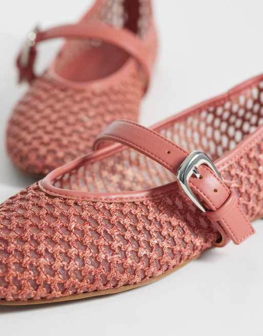 ASOS DESIGN – Leah – Gewebte Mary-Jane-Ballerinas in Zartrosa, 2 von 4