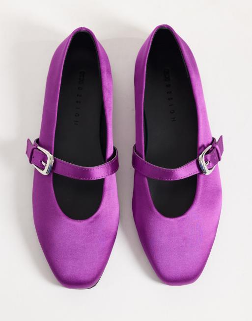 ASOS DESIGN Leah Mary Jane-ballerinaer i lilla satin, 2 af 4