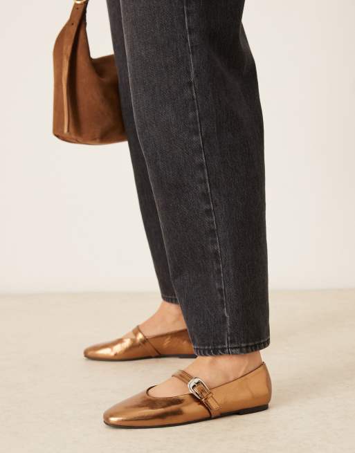ASOS DESIGN – Leah – Mary-Jane-Ballerinas in Bronze, 2 von 4