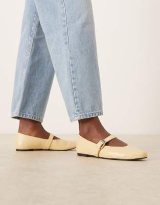 ASOS DESIGN - Leah - Mary-Jane-Ballerinas in Buttergelb