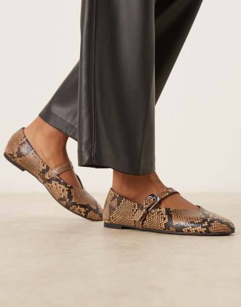 ASOS DESIGN - Leah - Mary Jane ballerina's met slangenprint - view 1