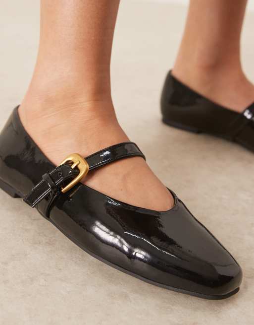 ASOS DESIGN Leah mary jane ballet flats in black patent