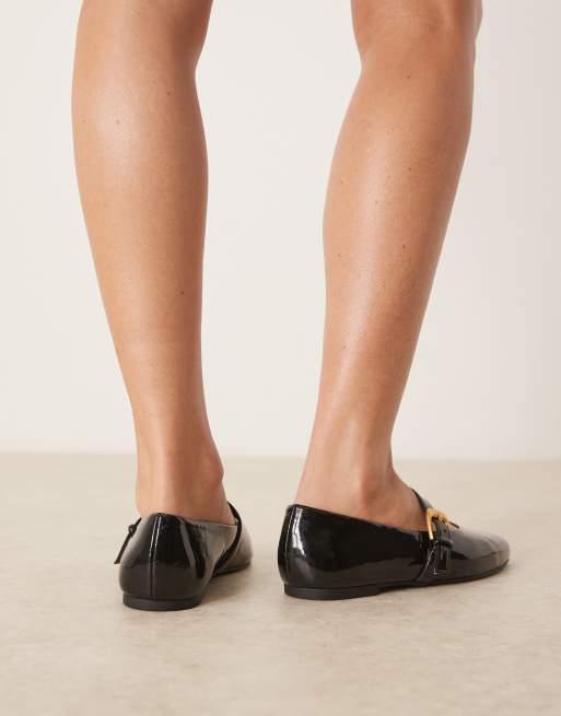 ASOS DESIGN Leah mary jane ballet flats in black patent