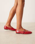 [ASOS DESIGN] ASOS DESIGN Leah mary jane ballet flats in cherry red 42 Cherry Red