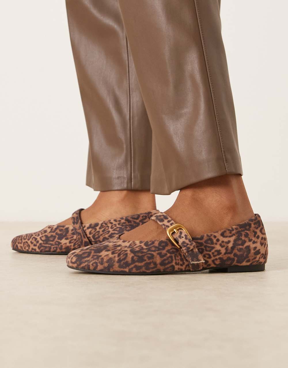 ASOS DESIGN Leah mary jane ballets in leopard