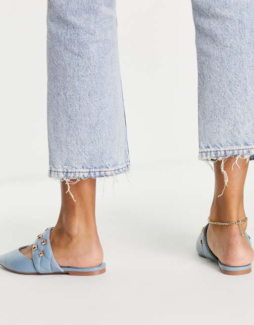 ASOS DESIGN - Leah - Mules pointues cloutées façon ballerines - Bleu, 2 de 4