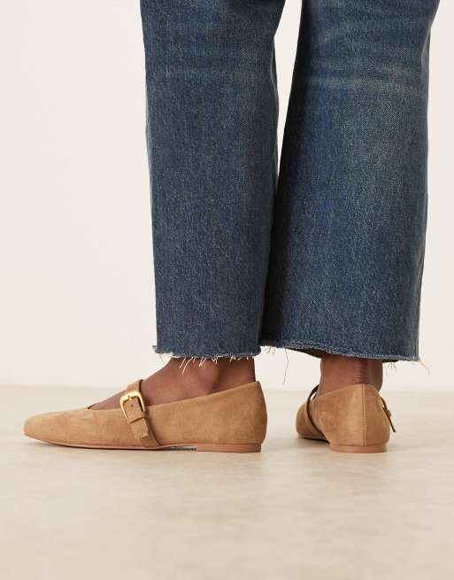 ASOS DESIGN - Leah - Sandfarvede Mary Jane-ballerinaer i imiteret ruskind, 4 af 4