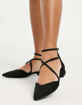 pointed ballet flats with ankle strap