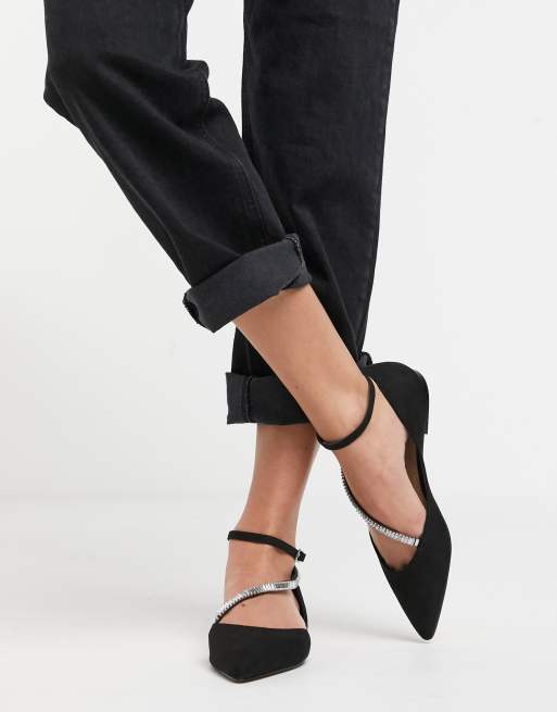 Asos design lifetime pointed best sale ballet flats