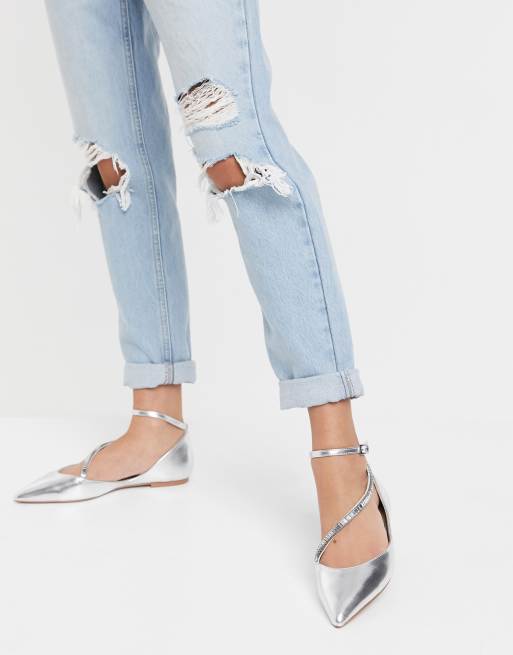ASOS DESIGN - Leap - Spidse, sølvfarvede ballerinaer med udsmykning, 2 af 4