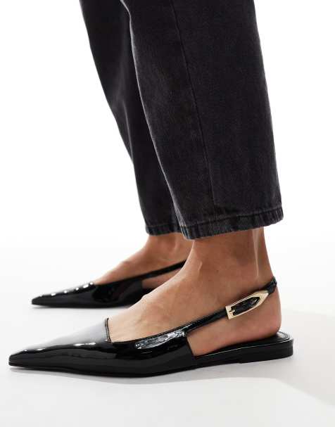 ASOS DESIGN Leash slingback ballet in black - view 1