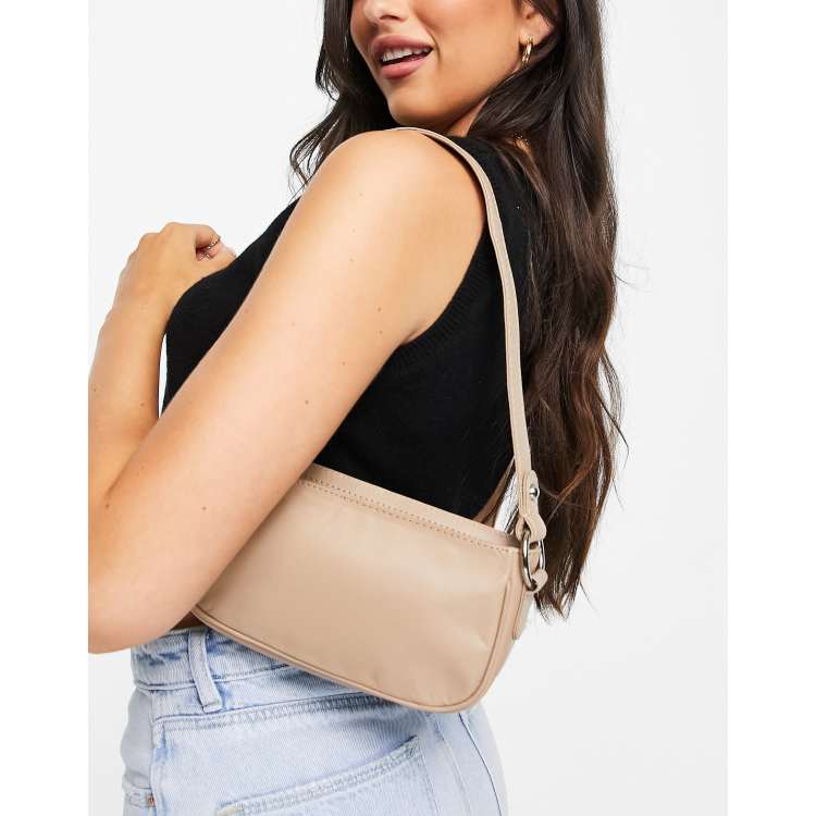 ASOS DESIGN 90s patent shoulder bag in off white