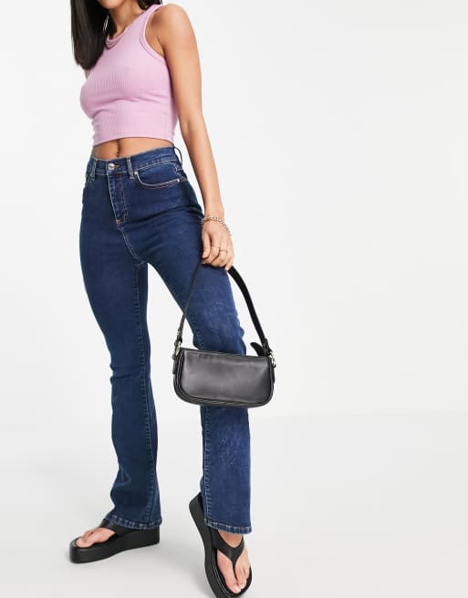 ASOS DESIGN LEATHER 90s shoulder bag in black