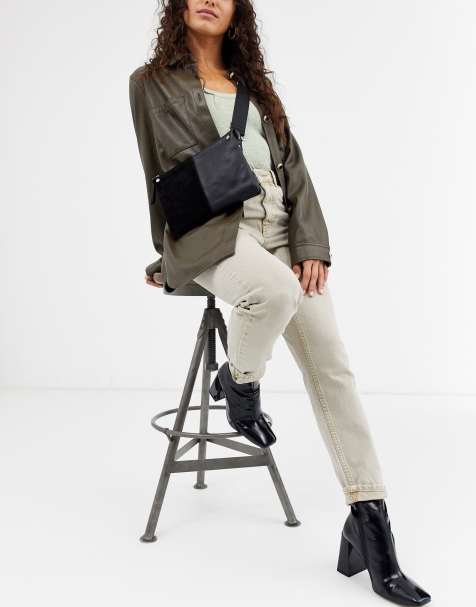 ASOS DESIGN leather and suede mix cross body bag