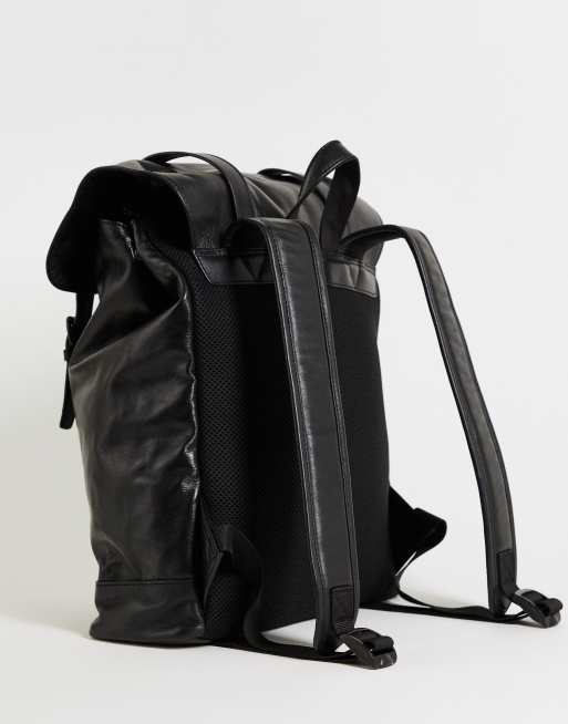 Asos black leather backpack hot sale