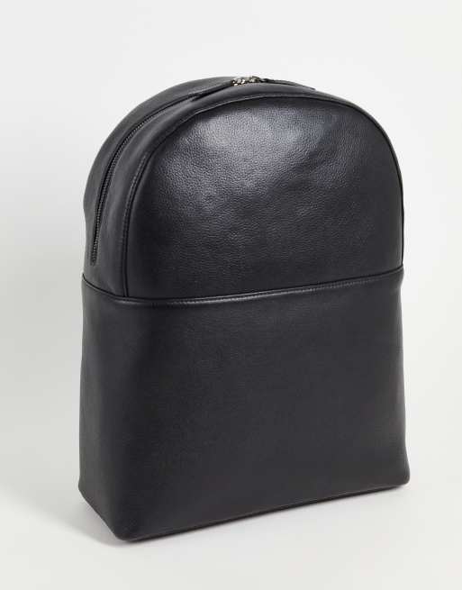 Asos black leather backpack sale