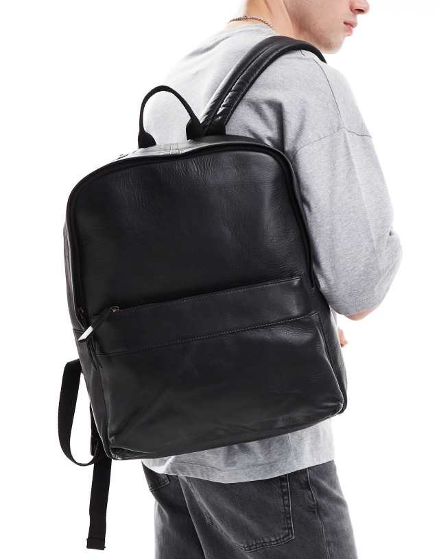 ASOS DESIGN - leather backpack in black