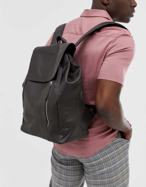 Asos leather online backpack