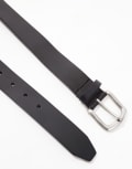 [ASOS DESIGN] ASOS DESIGN leather belt with burnished silver buckle in vintage black L-XL BLACK