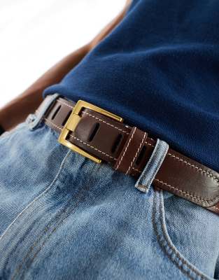CBelt -4005HS Contrast Leather Belt - White-Salmon main image 1