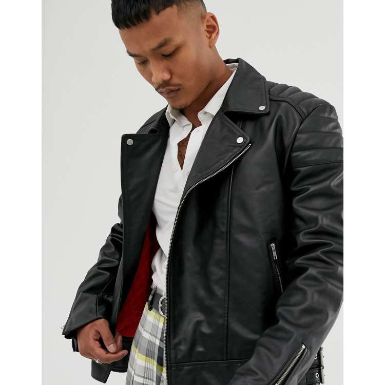 Asos red hot sale leather jacket