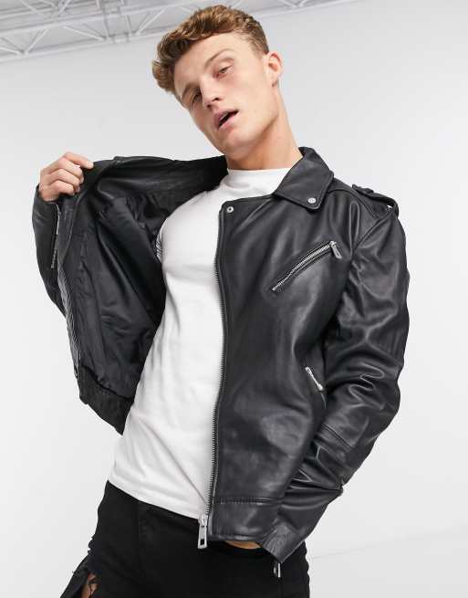 Leather on sale jacket asos