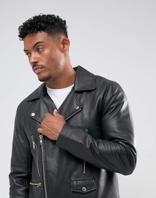 Asos leather outlet jacket mens