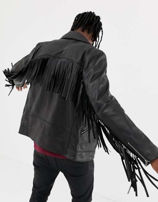 Motorcycle jacket shop with tassels