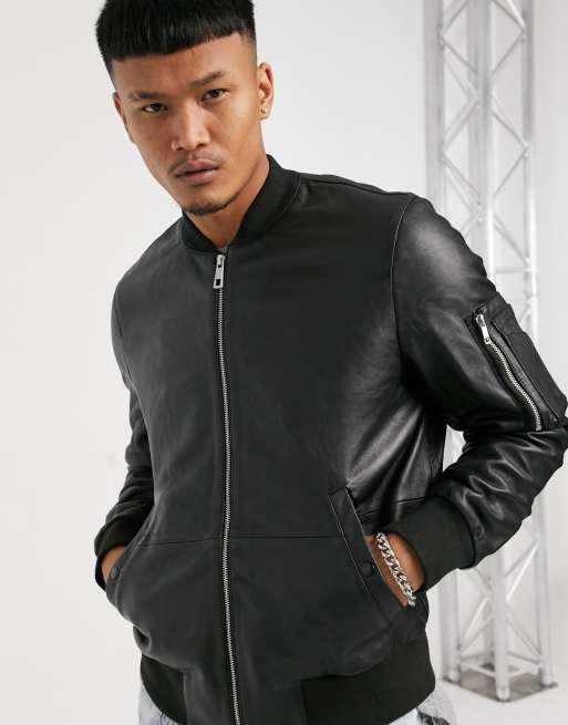 Leather ma1 bomber on sale jacket