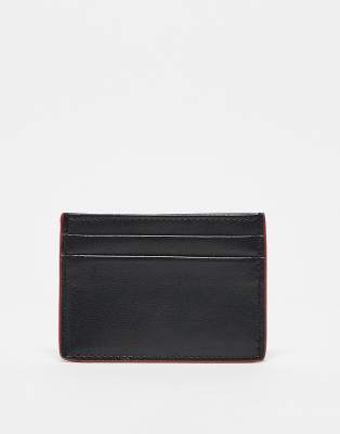 ASOS DESIGN ASOS DESIGN leather cardholder with contrast edge in black and red