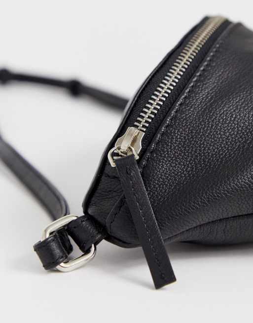 ASOS DESIGN leather bum bag in black