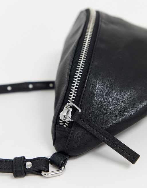 ASOS DESIGN leather bum bag in black