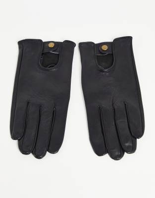 ASOS DESIGN leather driving gloves in black