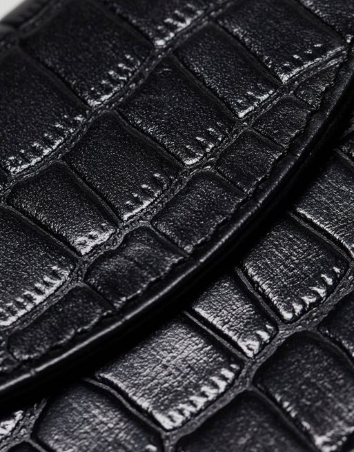 ASOS DESIGN trucker jacket in black croc leather look - part of a set