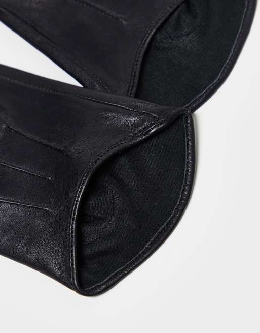 ASOS DESIGN leather gloves with touch screen in black, 3 of 4