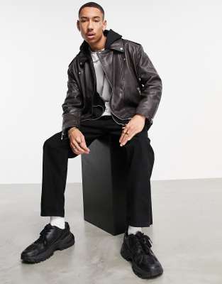 black leather blazer asos