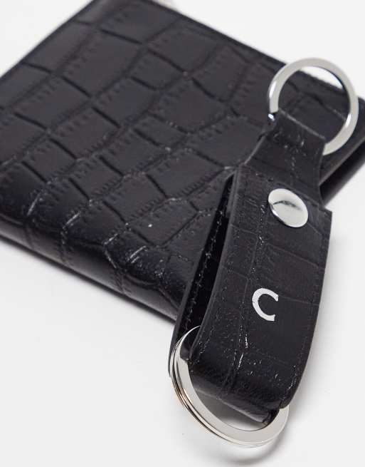 ASOS DESIGN leather keyring and wallet set with C initial | ASOS