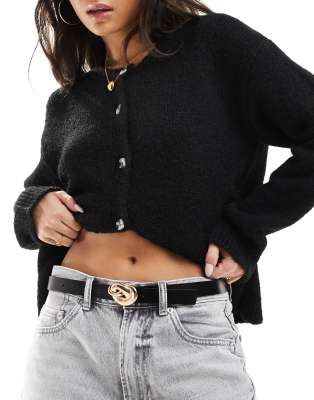 leather knot buckle waist and hip belt-Black