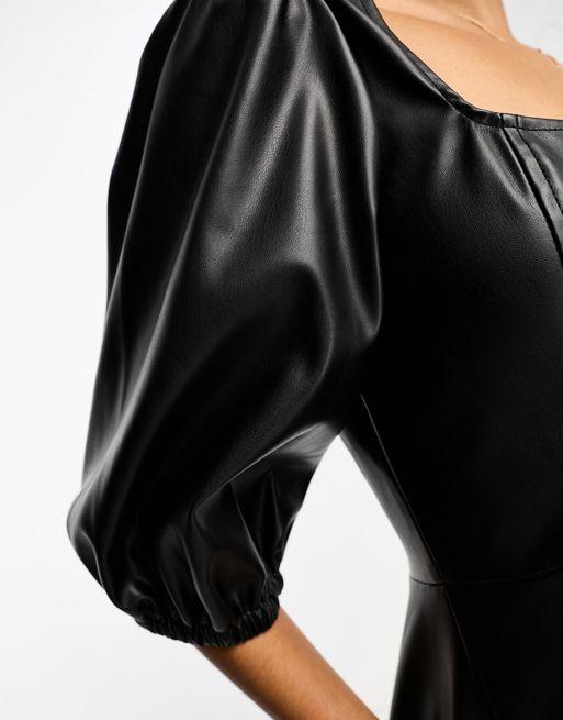 ASOS DESIGN leather look suit in black