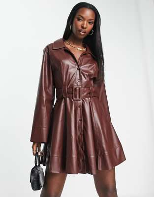 ASOS Oversized T-Shirt Dress, Cognac Brown Faux Leather J…