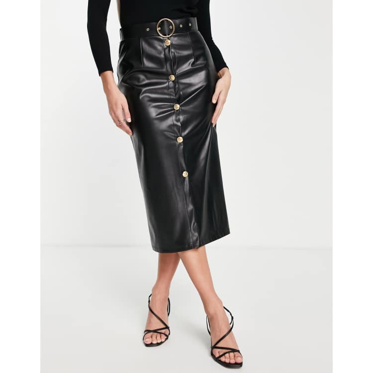 Leather skirt with clearance buttons