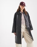 [ASOS DESIGN] ASOS DESIGN leather look car coat in black 10 Black