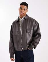 COLLUSION Unisex washed varsity bomber jacket