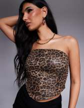 ASOS DESIGN Kora leopard velvet soft bodysuit in brown