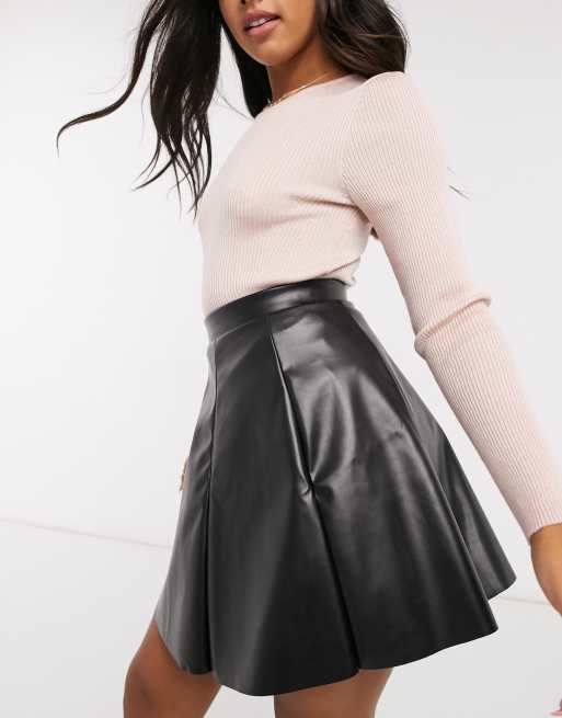 ASOS Skater Skirt with Belt in Black