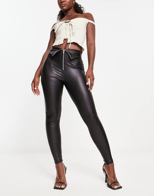 Threadbare Black Coated Faux Leather Jeggings